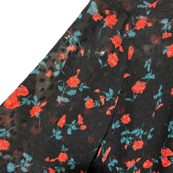 Lane Bryant Womens Boho Blouse 14/16 Black Floral Swiss Dot Sheer Whimsigoth‎ - Picture 6 of 9